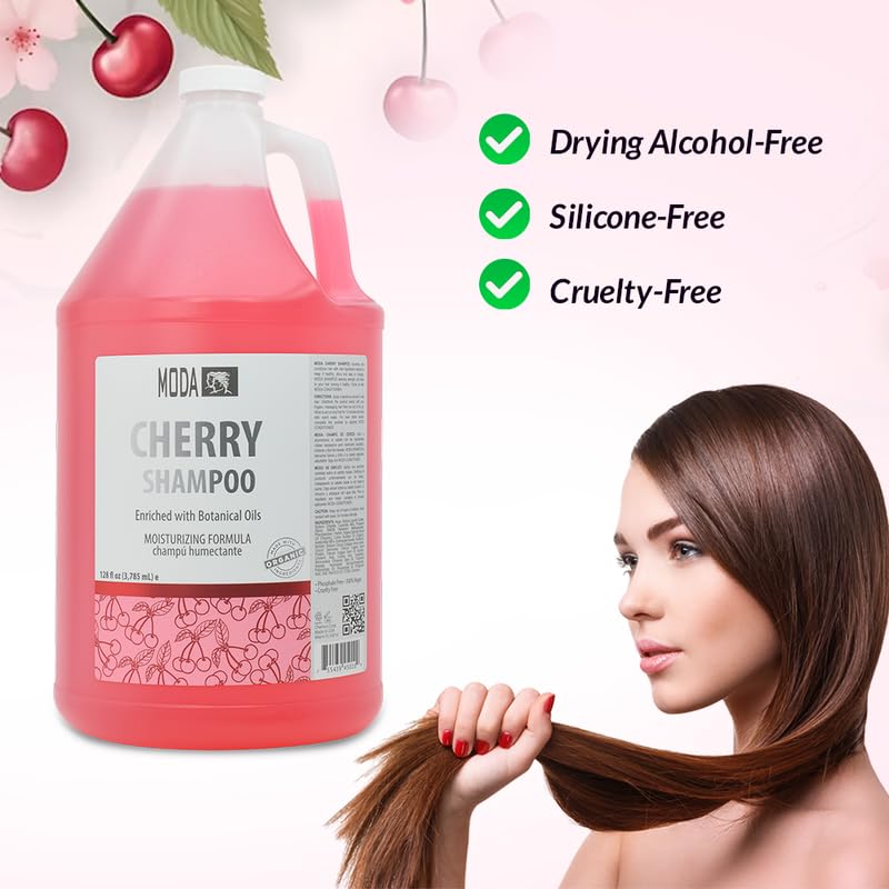MODA Cherry Shampoo – Deep Cleanse & Nourish for All Hair Types, 128 Oz | USA Made