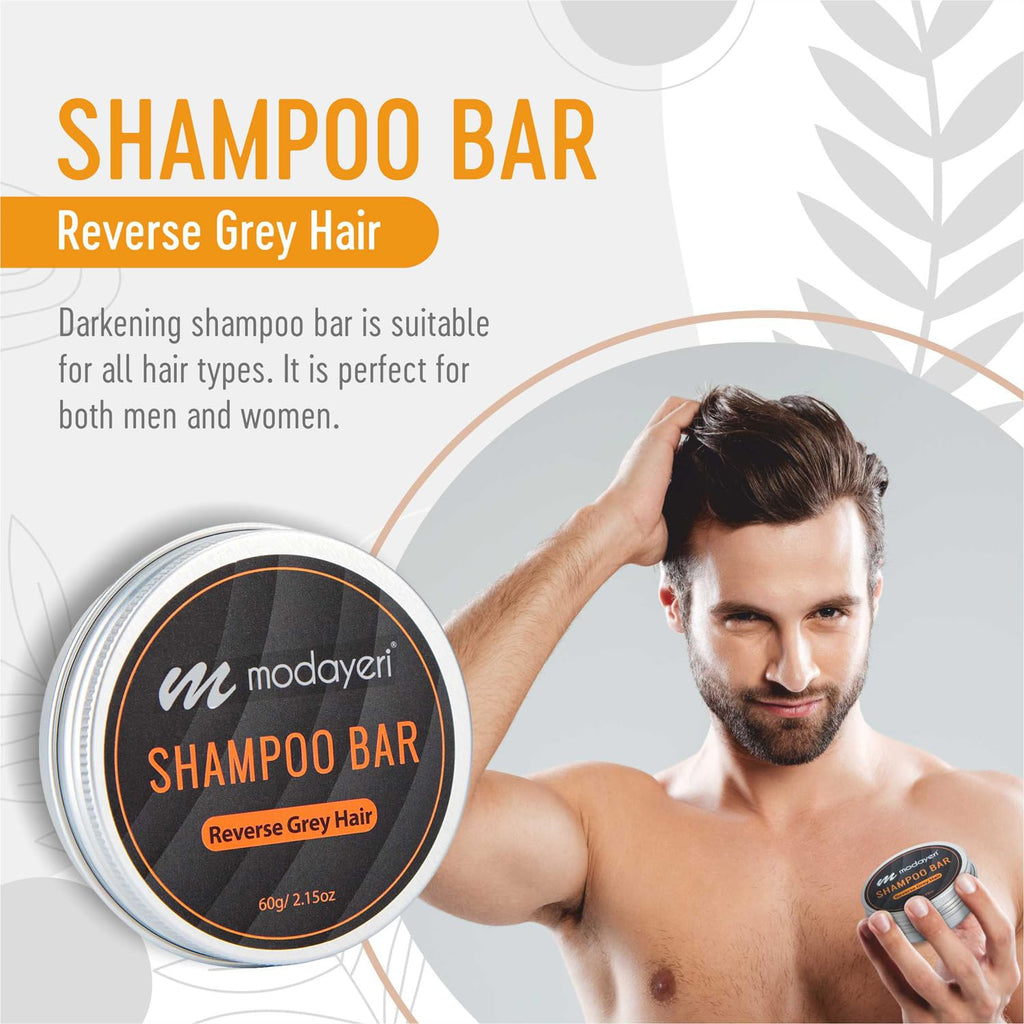 Modayeri Reverse Grey Hair Shampoo Bar – Natural Anti-Grey Treatment, Sulfate-Free, 2.15 oz