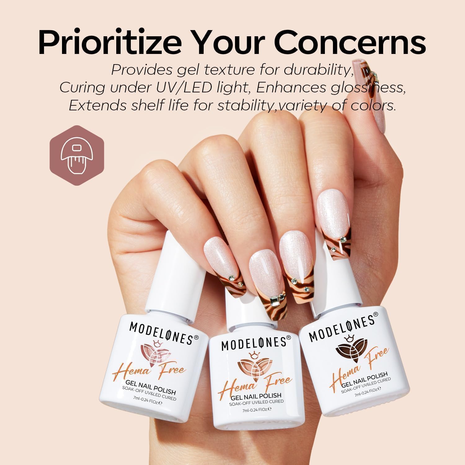 Modelones Hema Free Gel Nail Polish Set — 6 Nude Shades for All Skin Tones