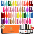 Modelones 32-Piece Gel Nail Polish Set — 28 Colors, No-Wipe Base Coat, Glitter & Matte/Glossy Top Coats, Soak-Off LED Kit