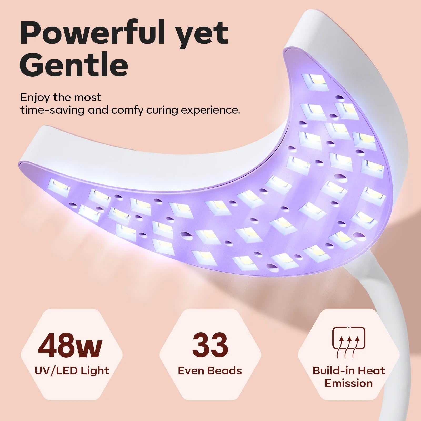 Modelones UV LED Nail Lamp with Gooseneck — 48W, 3 Timers, LCD Display, Fast Gel Curing