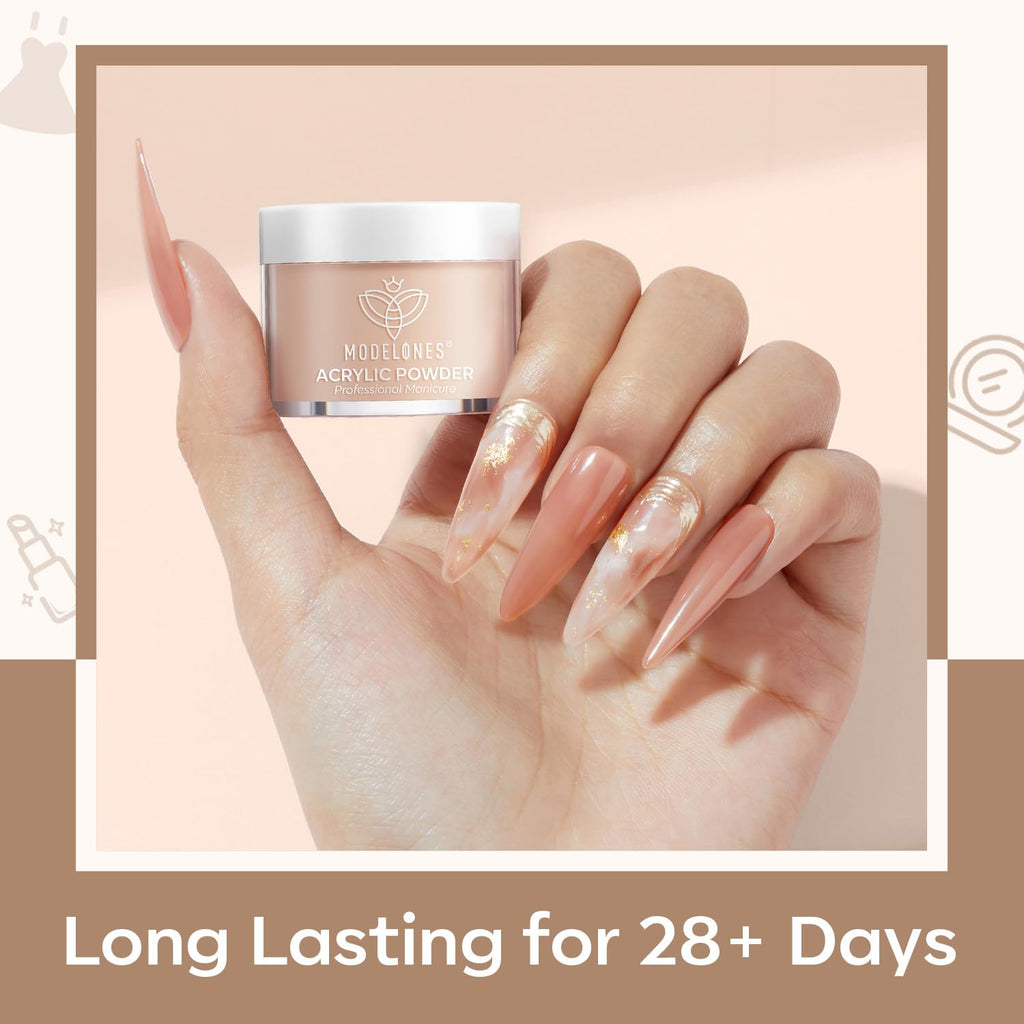 Modelones Acrylic Powder Kit – 6 Nude Colors for Everyday Nails (No Lamp)