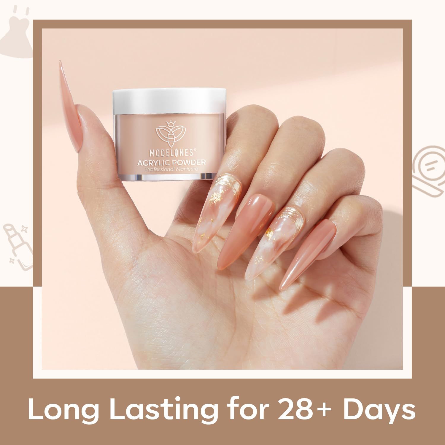 Modelones Acrylic Powder Kit – 6 Nude Colors for Everyday Nails (No Lamp)