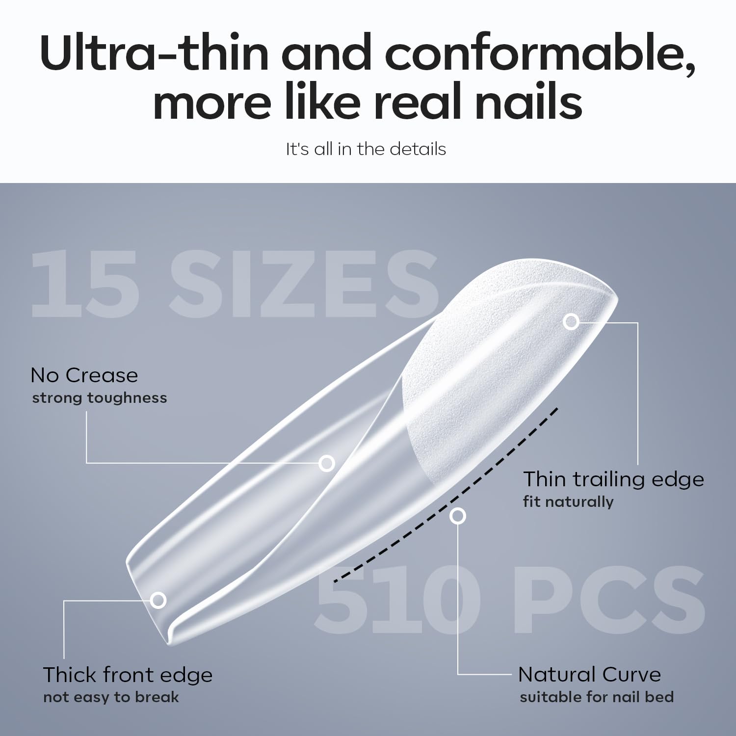 Modelones X Nail Gel Kit Medium Coffin – 510 PCS Nails, 9-in-One Glue, UV Lamp, Dehydrator, Clipper | DIY Home Salon