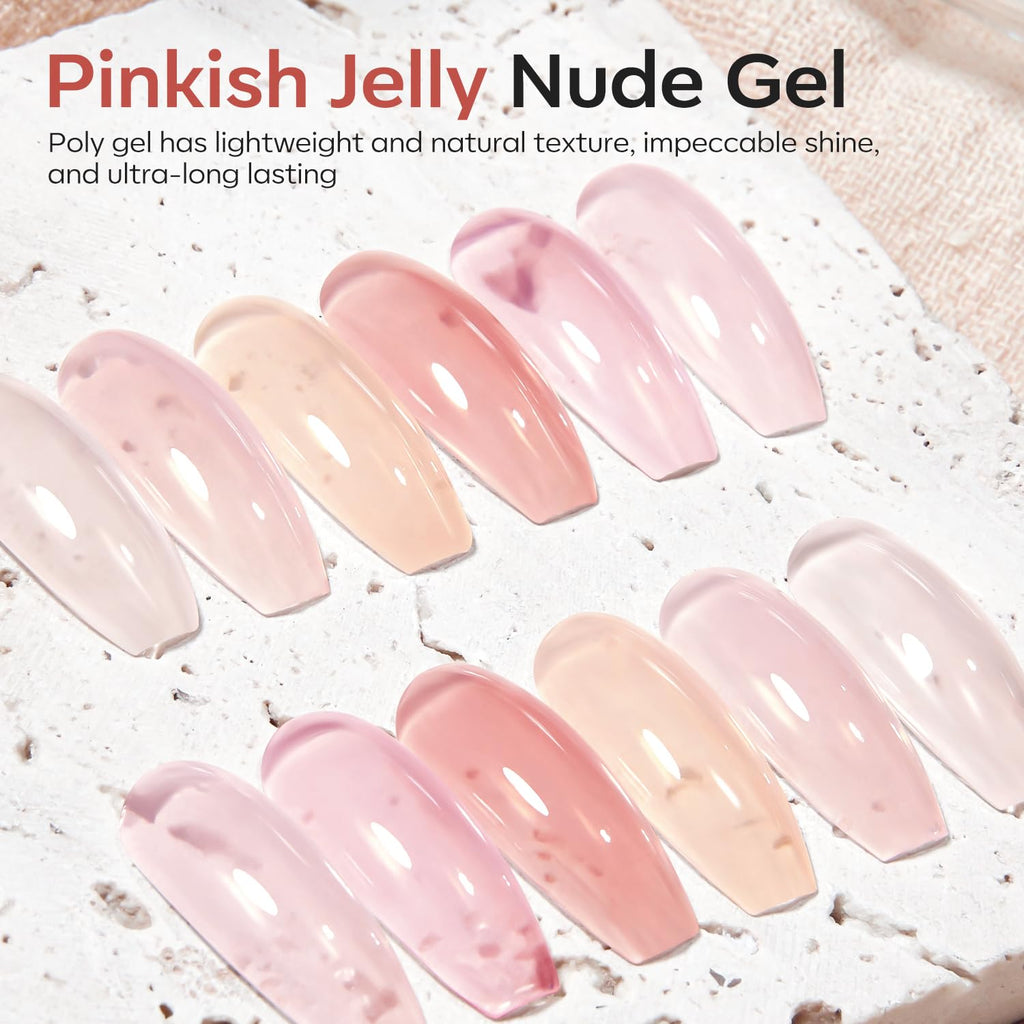Modelones Poly Gel Nail Kit – 6 Colors + 8W Lamp for DIY Gel Nails at Home