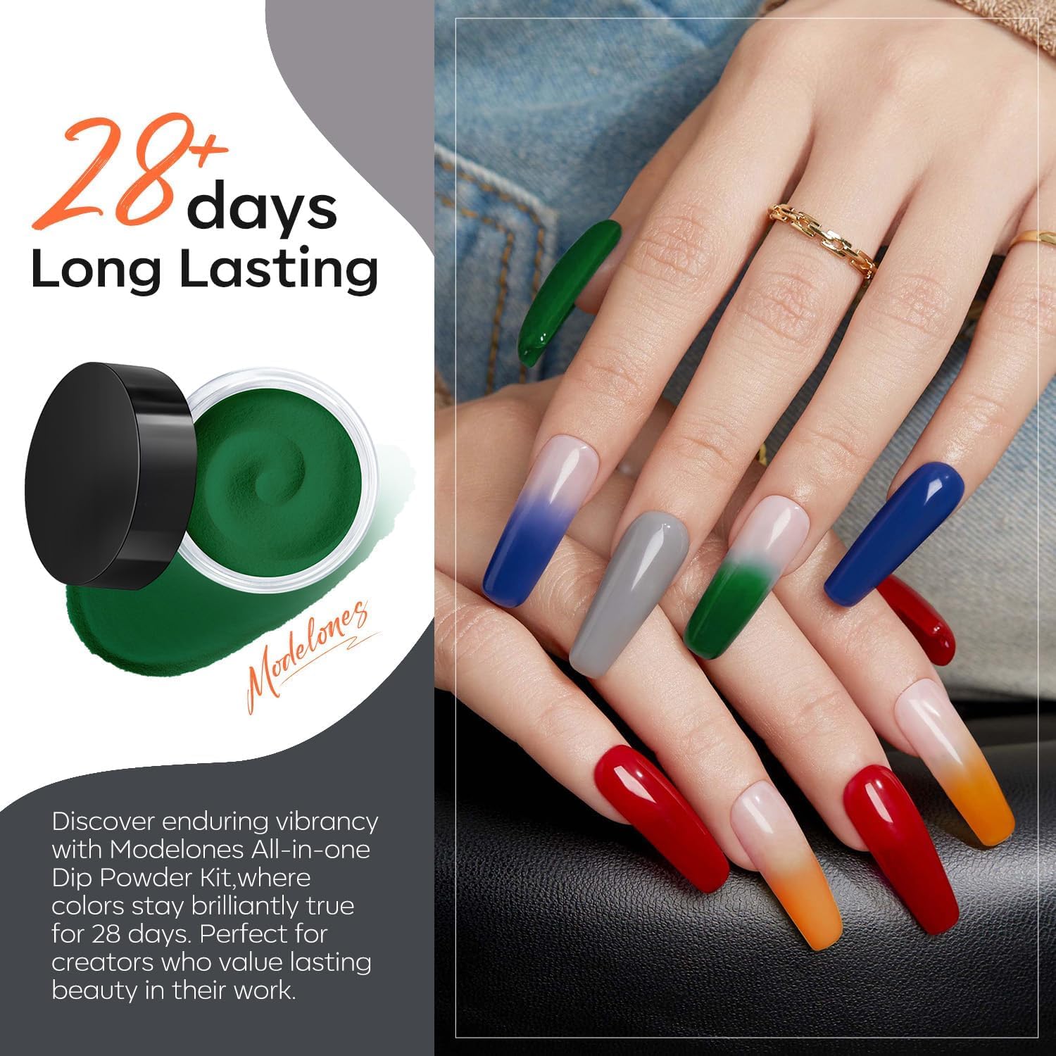 Modelones 20 Colors Dip Powder Nail Kit – DIY Manicure Starter Set with Bond/Base/Activator/Top Coat