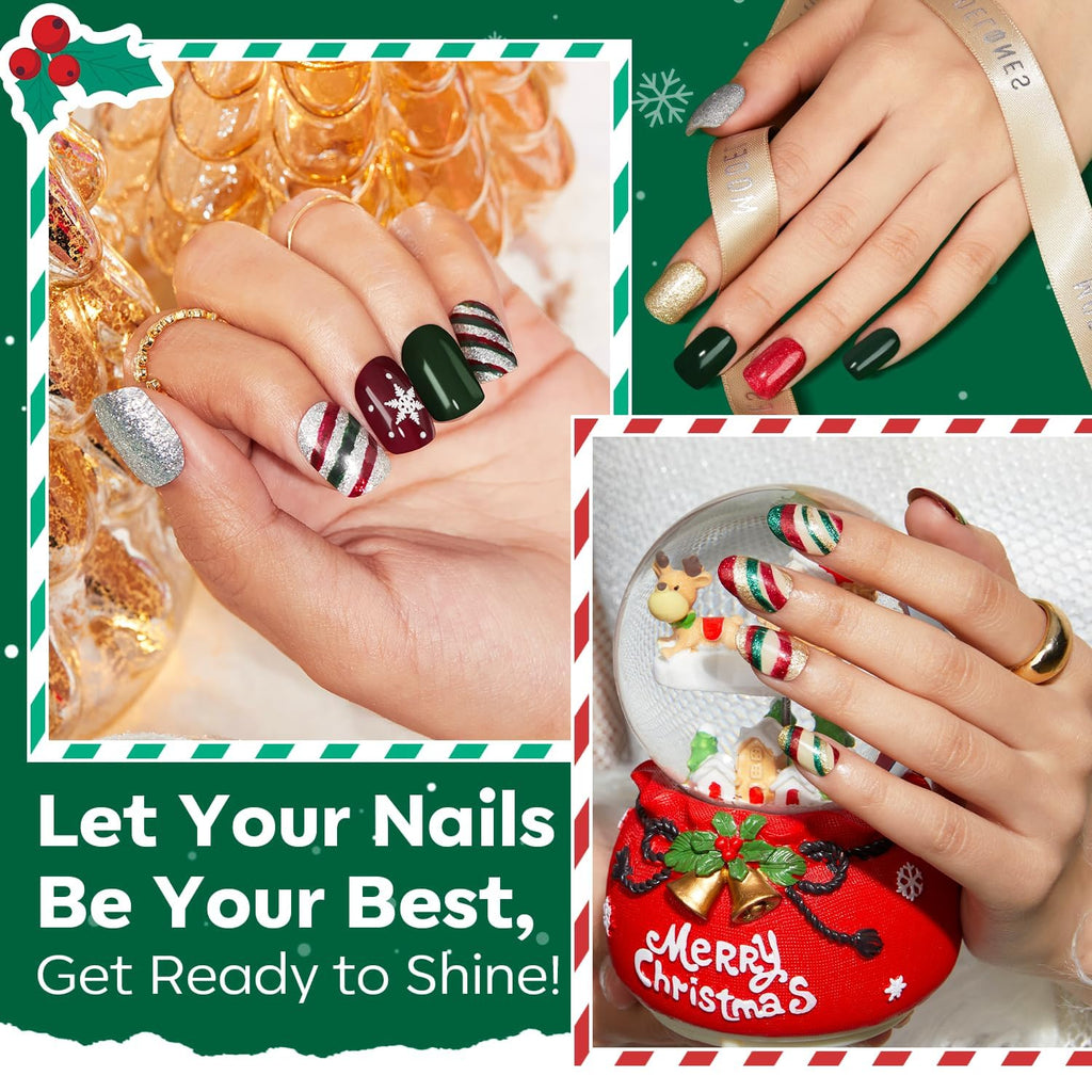 Modelones Christmas Nail Polish Set – 6 Colors Quick-Dry Mini Kit