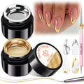 modelones Chrome Gold Silver Gel Liner Nail Polish – Metallic Mirror Nail Art Kit with Double Head Brush