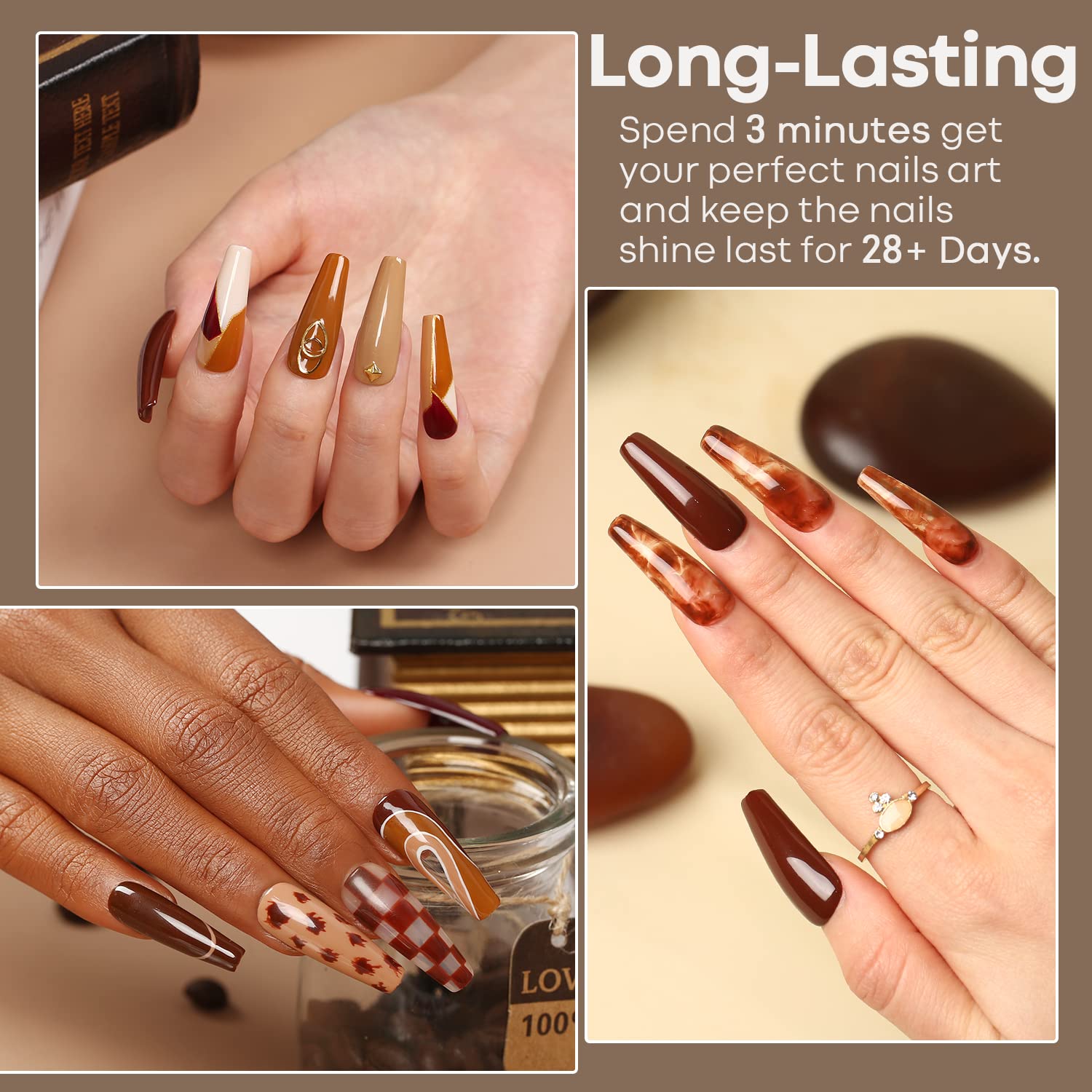 Modelones Gel Nail Polish Set – 6-Color Autumn & Winter Neutral Gel Polishes | Soak-Off
