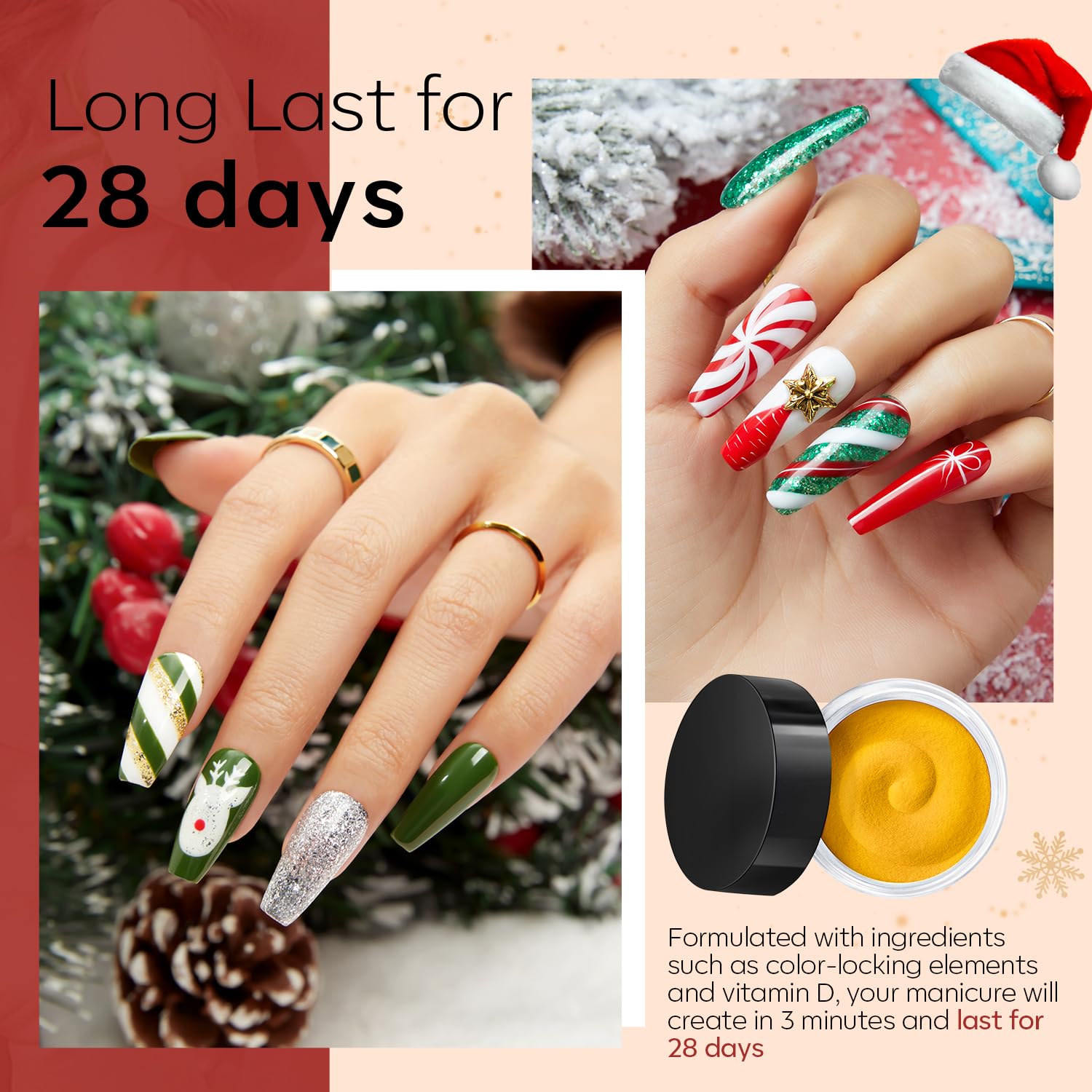 Modelones Christmas Dip Powder Nail Kit – 20 Colors, No Lamp, Starter Set