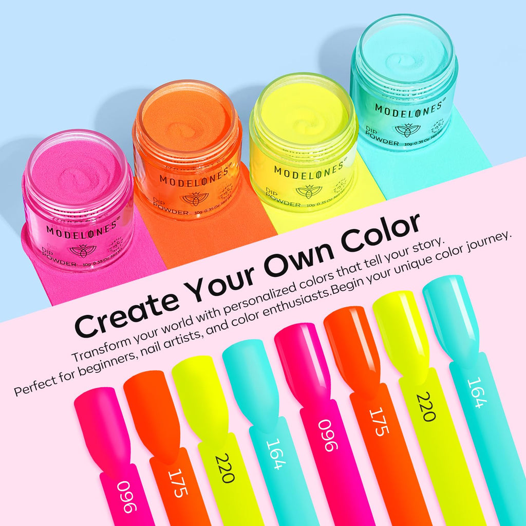 Modelones Dip Powder Nail Kit – 4 Colors, No Lamp Needed, Complete Starter