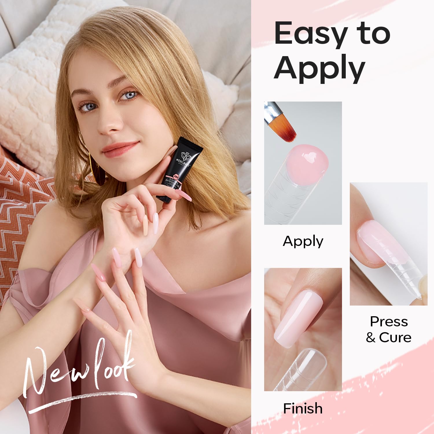 Modelones Poly Nail Gel Kit: 6 Colors + 8W Lamp for At-Home Nails