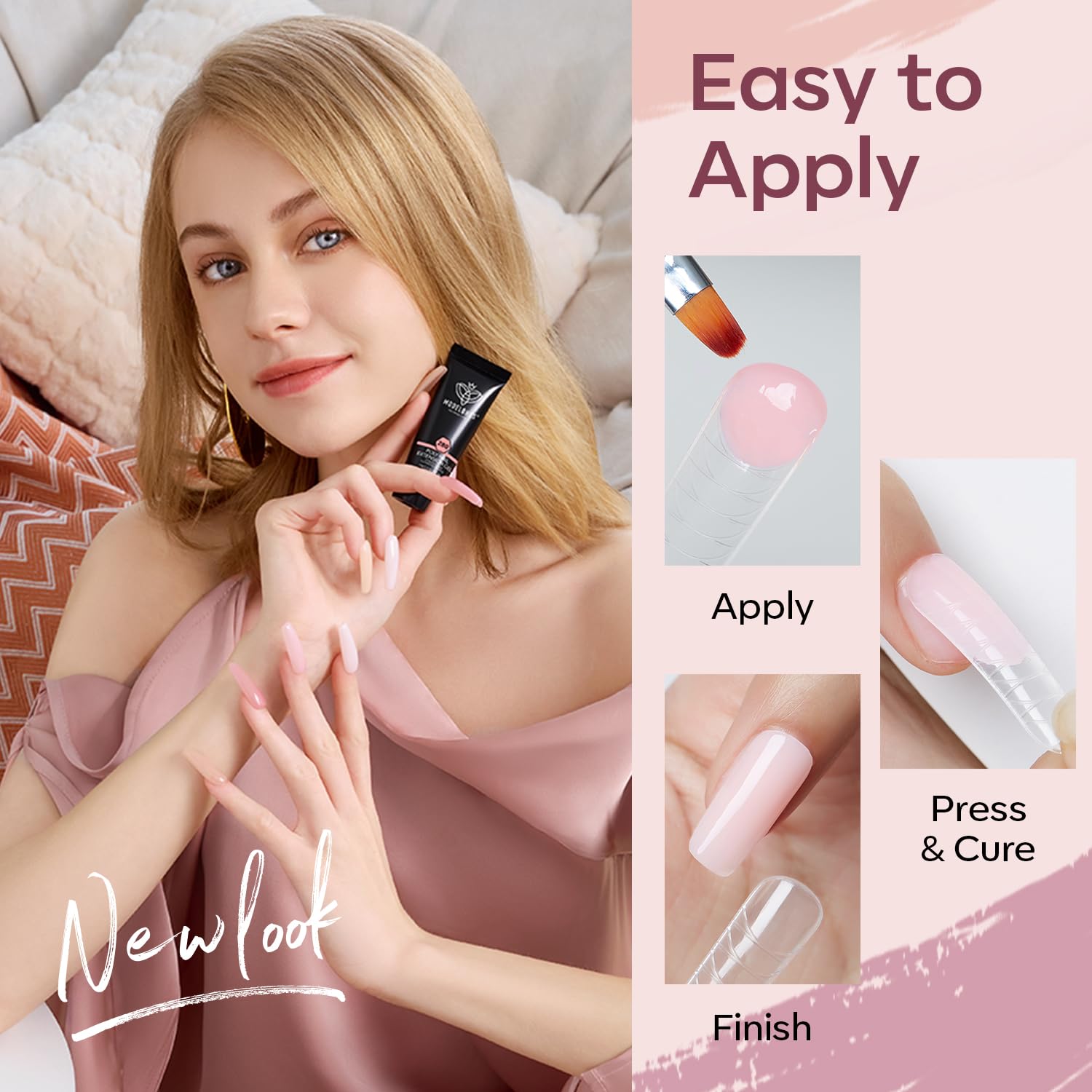Modelones Poly Extension Gel Nail Kit — 6 Colors + 8W Lamp | Beginner DIY at Home