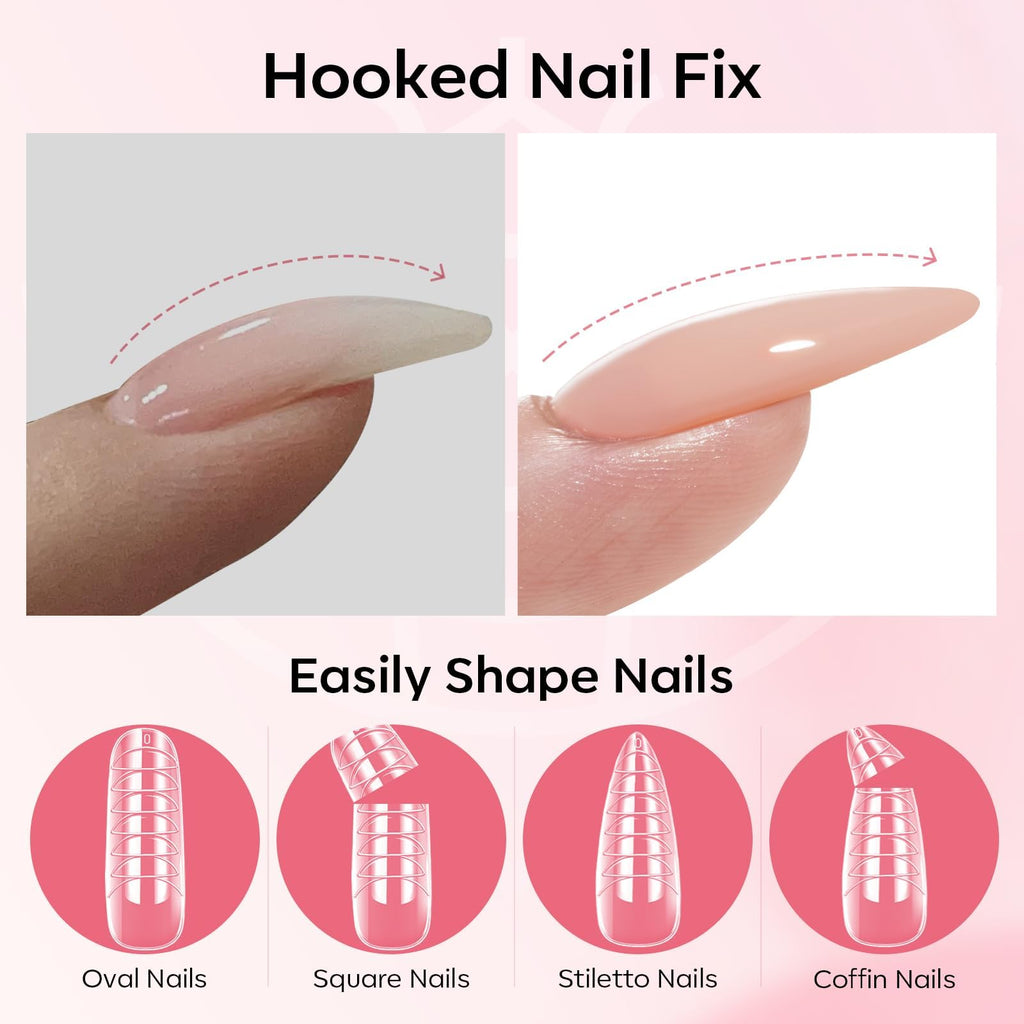 Modelones Poly Gel Nail Kit — Clear, White & Apricot + Slip Solution & Dual Nail Forms