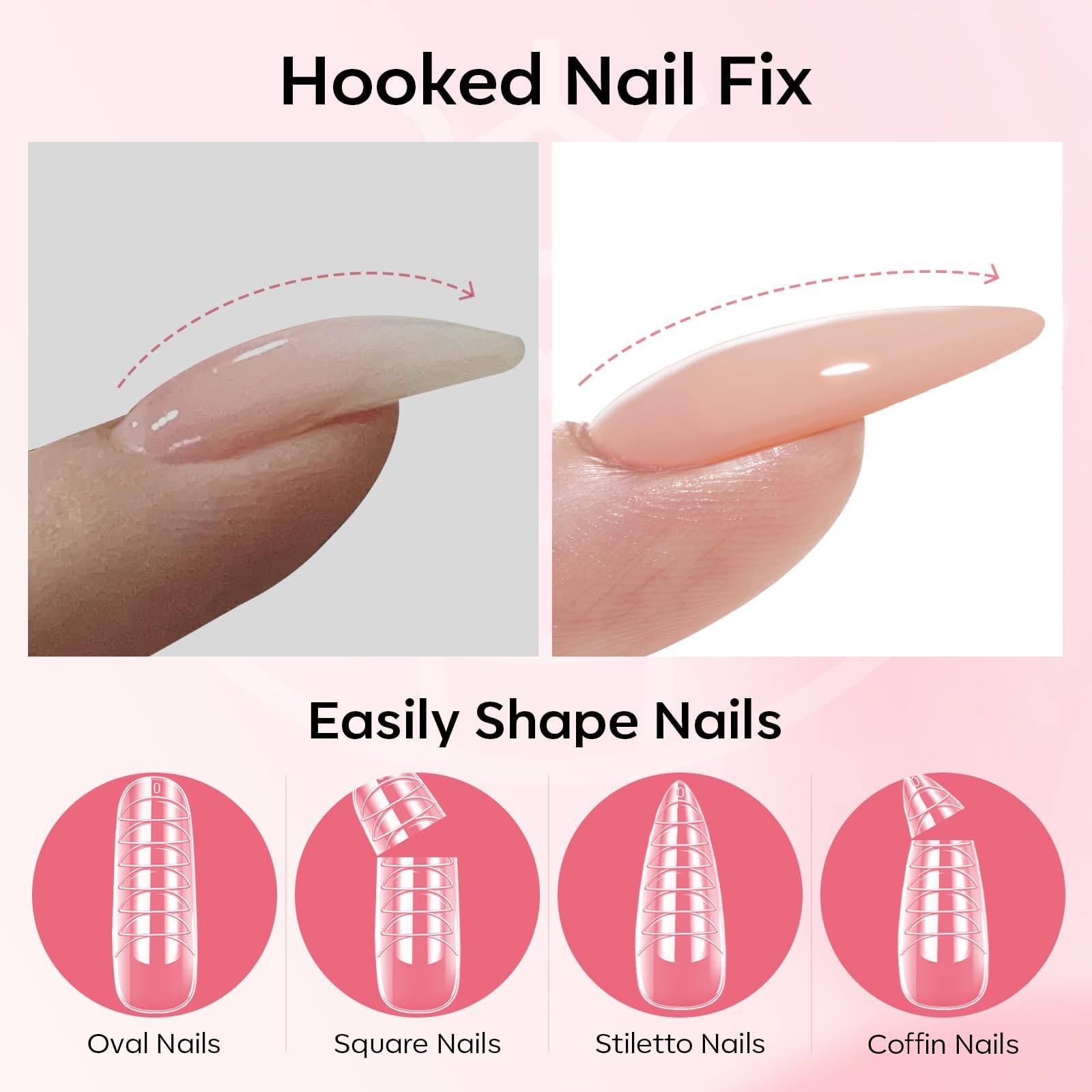 Modelones Poly Gel Nail Kit — Clear, White & Apricot + Slip Solution & Dual Nail Forms