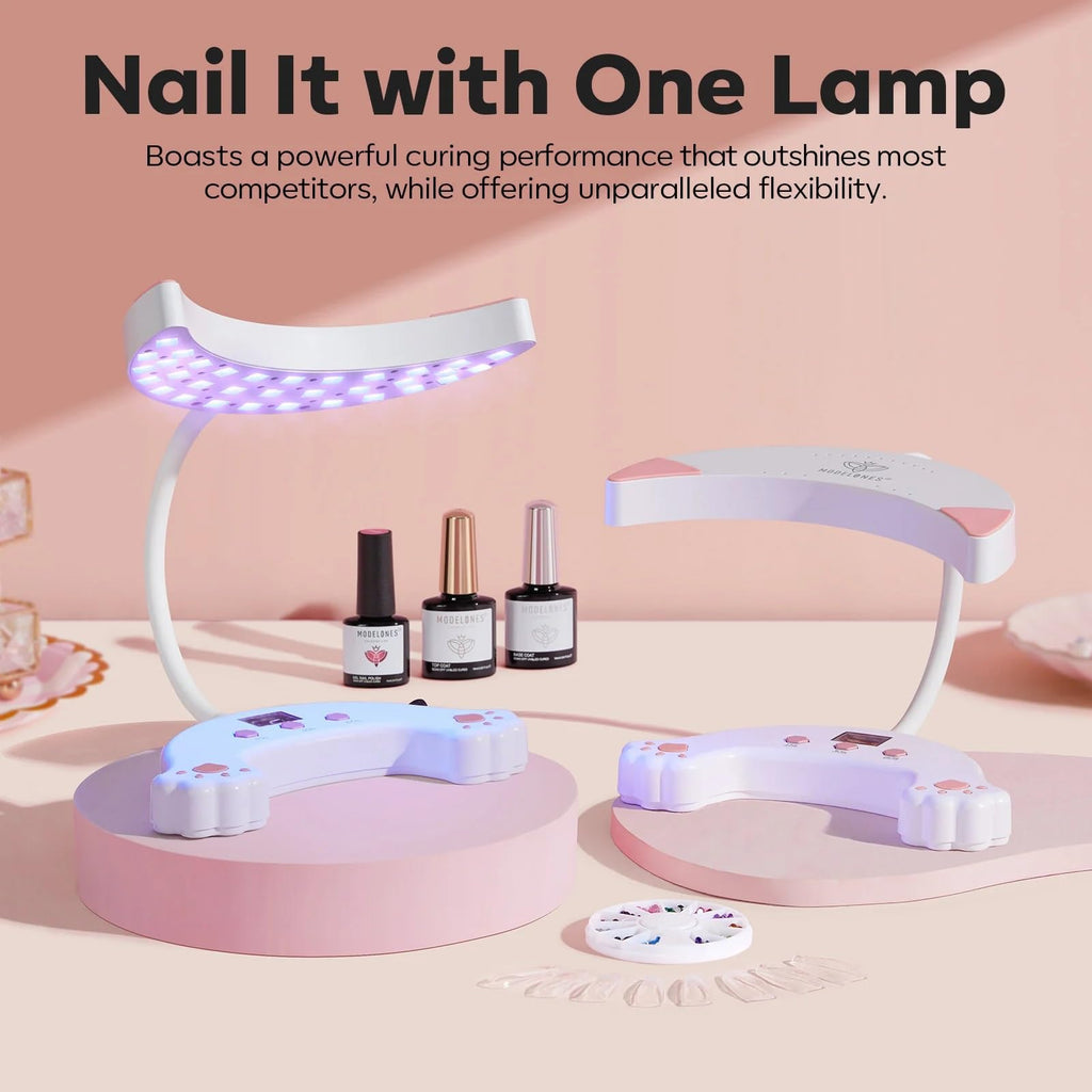 Modelones UV LED Nail Lamp with Gooseneck — 48W, 3 Timers, LCD Display, Fast Gel Curing