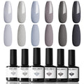 Modelones Grey Gel Nail Polish Set – 6 Colors (Winter Gray Tones) | Soak Off LED Kit