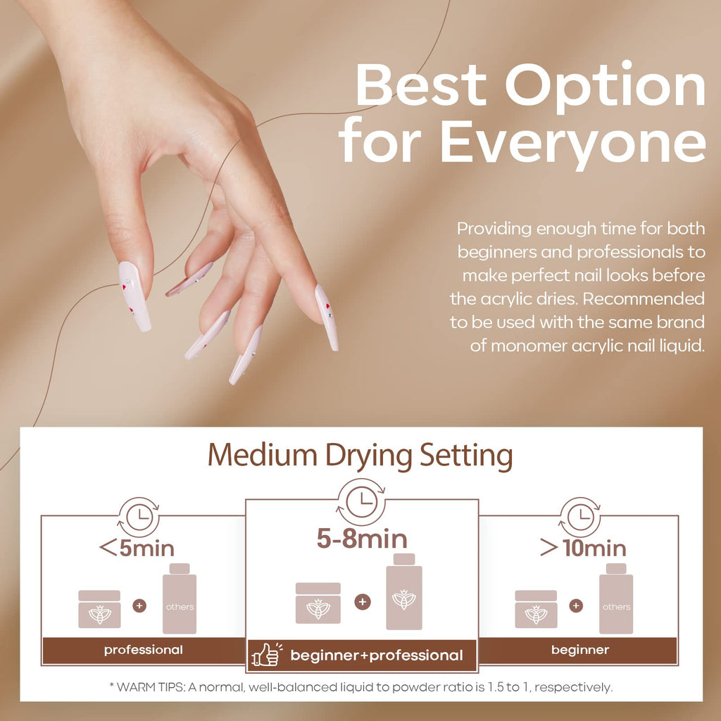 Modelones Acrylic Powder Kit – 6 Colors for Nail Extensions & Halloween Art | No Lamp Needed (C6-Blushing Nude)