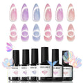 Modelones Holographic Cat Eye Gel Nail Polish Kit – 6-Color Rainbow Galaxy Set with Magnet