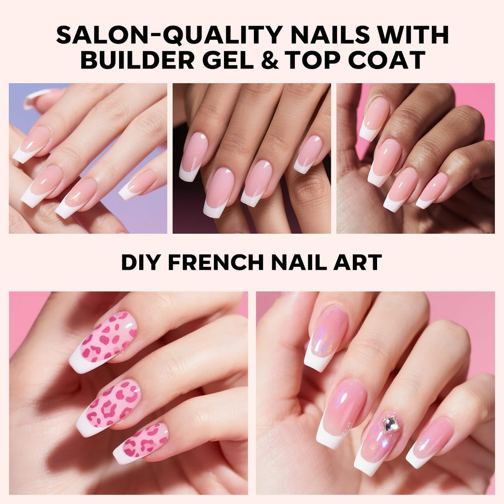 Modelones Gel Nail Kit with LED Light – 150 PCS Press-On Nails, Builder Gel, Glue, Top Coat, French Tip