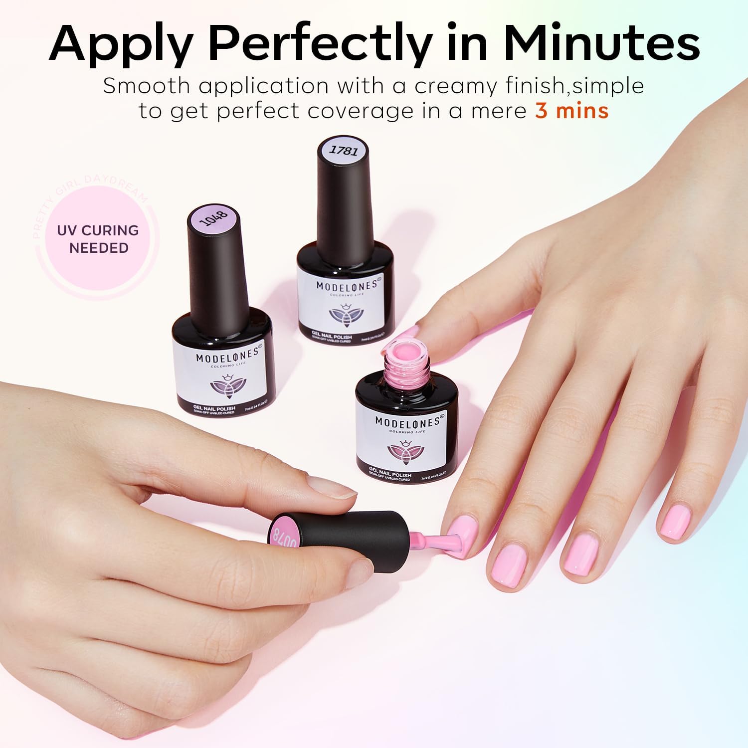 Modelones 32 PCS Spring Gel Nail Polish Set – 28 Pastel Colors + 4 Top/Base Coats (No Wipe, Glitter, Glossy, Matte) | LED Soak-Off Kit