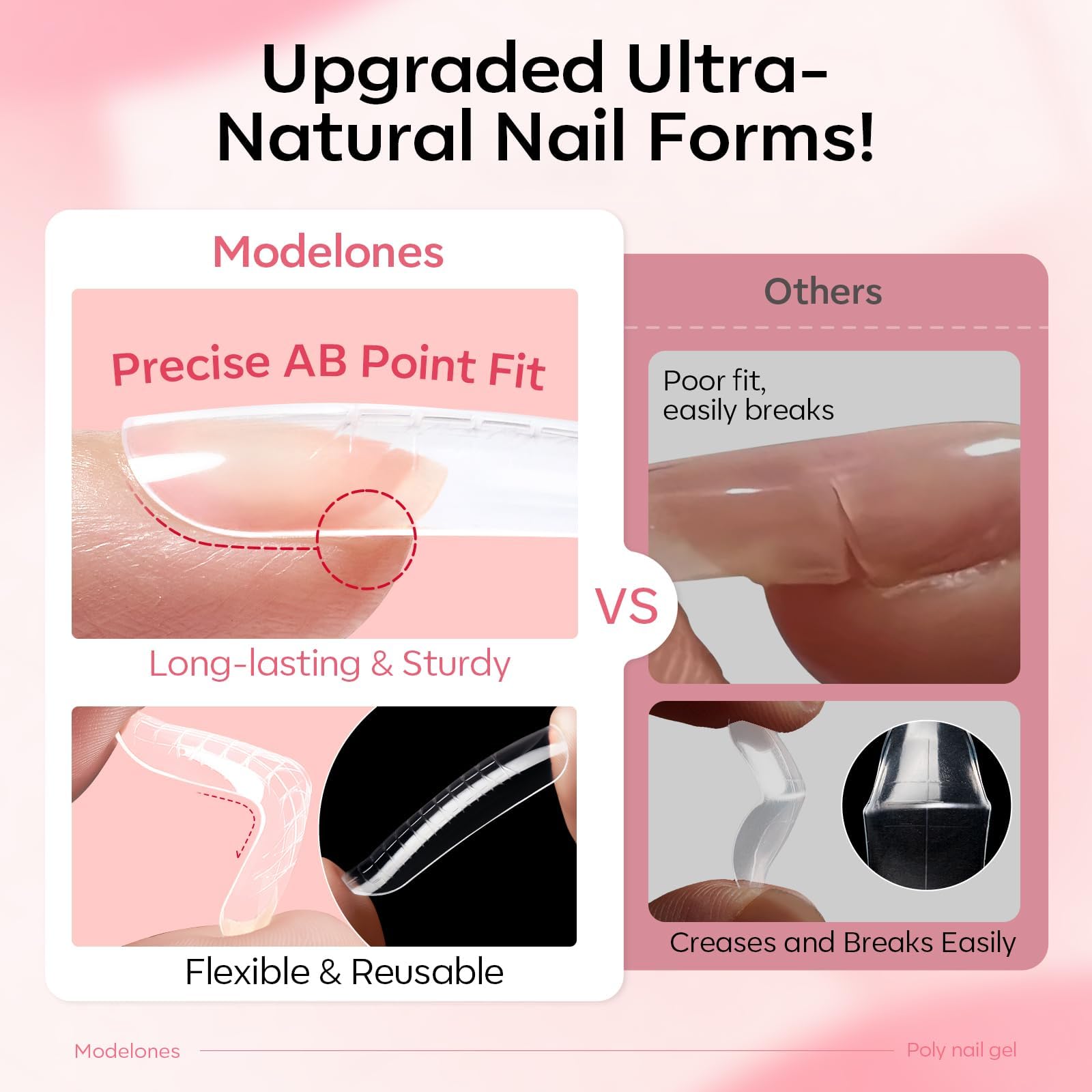 Modelones Poly Gel Nail Kit — Clear, White & Apricot + Slip Solution & Dual Nail Forms