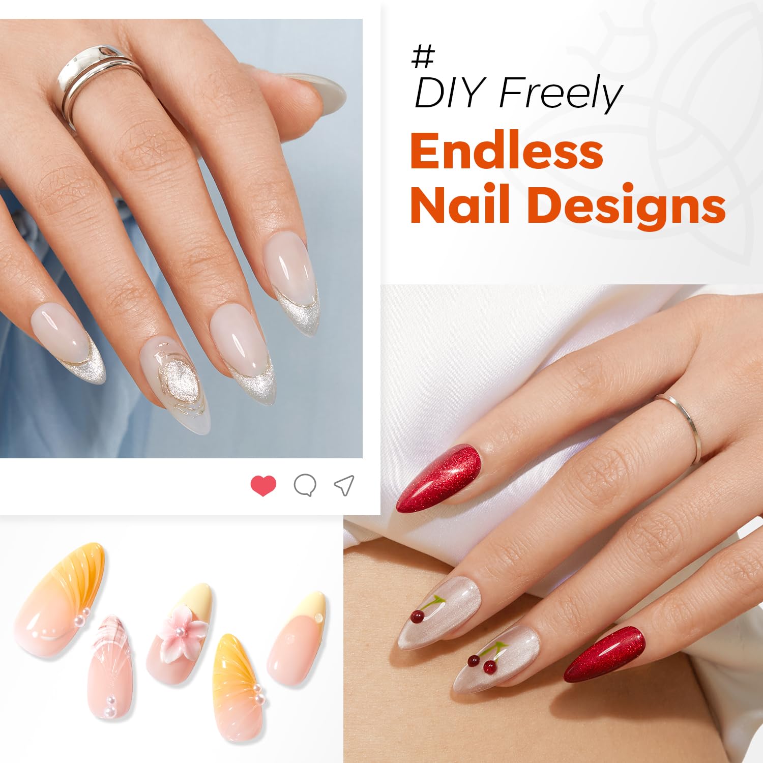 Modelones X Nail Gel Kit Almond: 510 Tips, Gooseneck LED Lamp, 10-in-1 Glue & Dehydrator