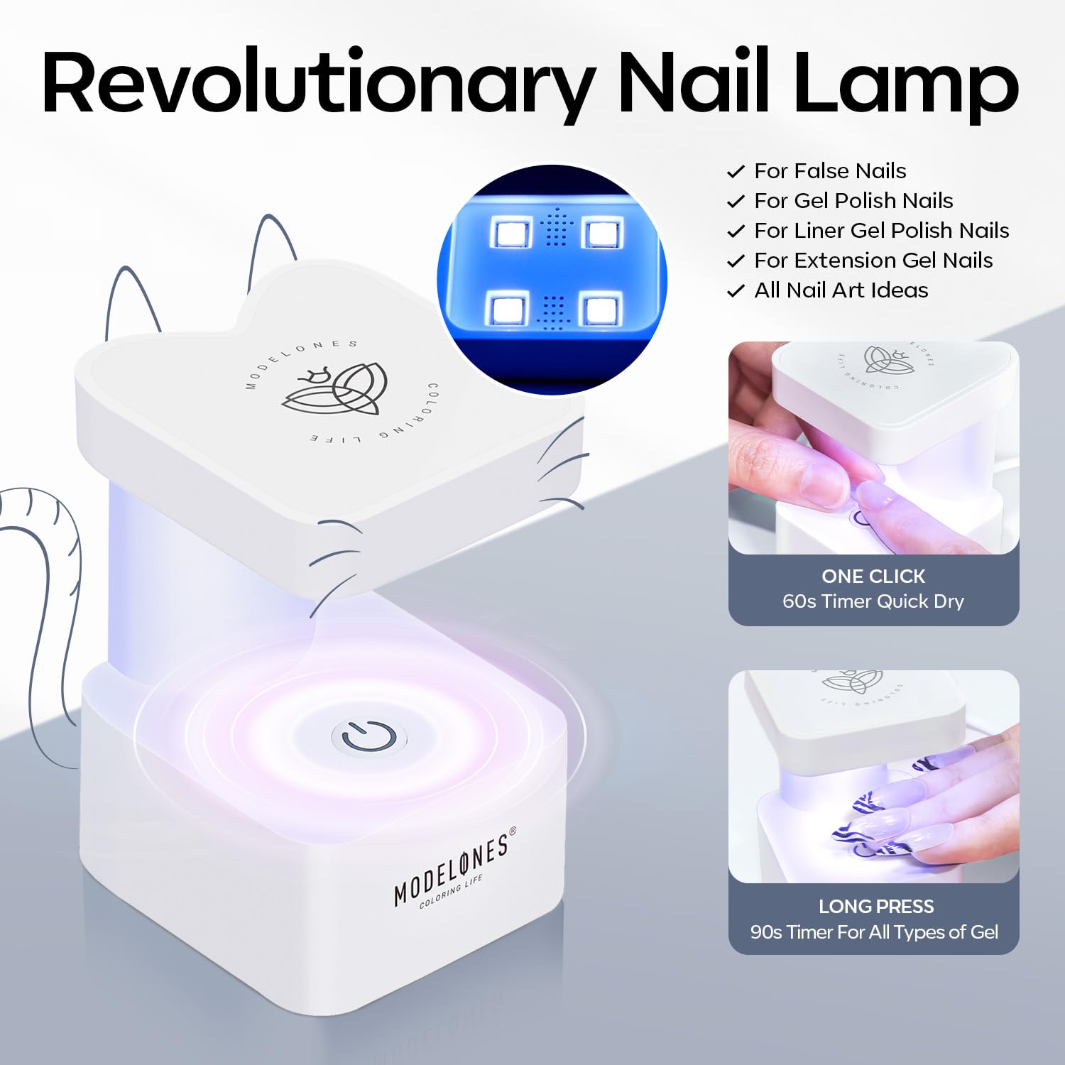 Modelones X Nail Gel Kit Medium Coffin – 510 PCS Nails, 9-in-One Glue, UV Lamp, Dehydrator, Clipper | DIY Home Salon