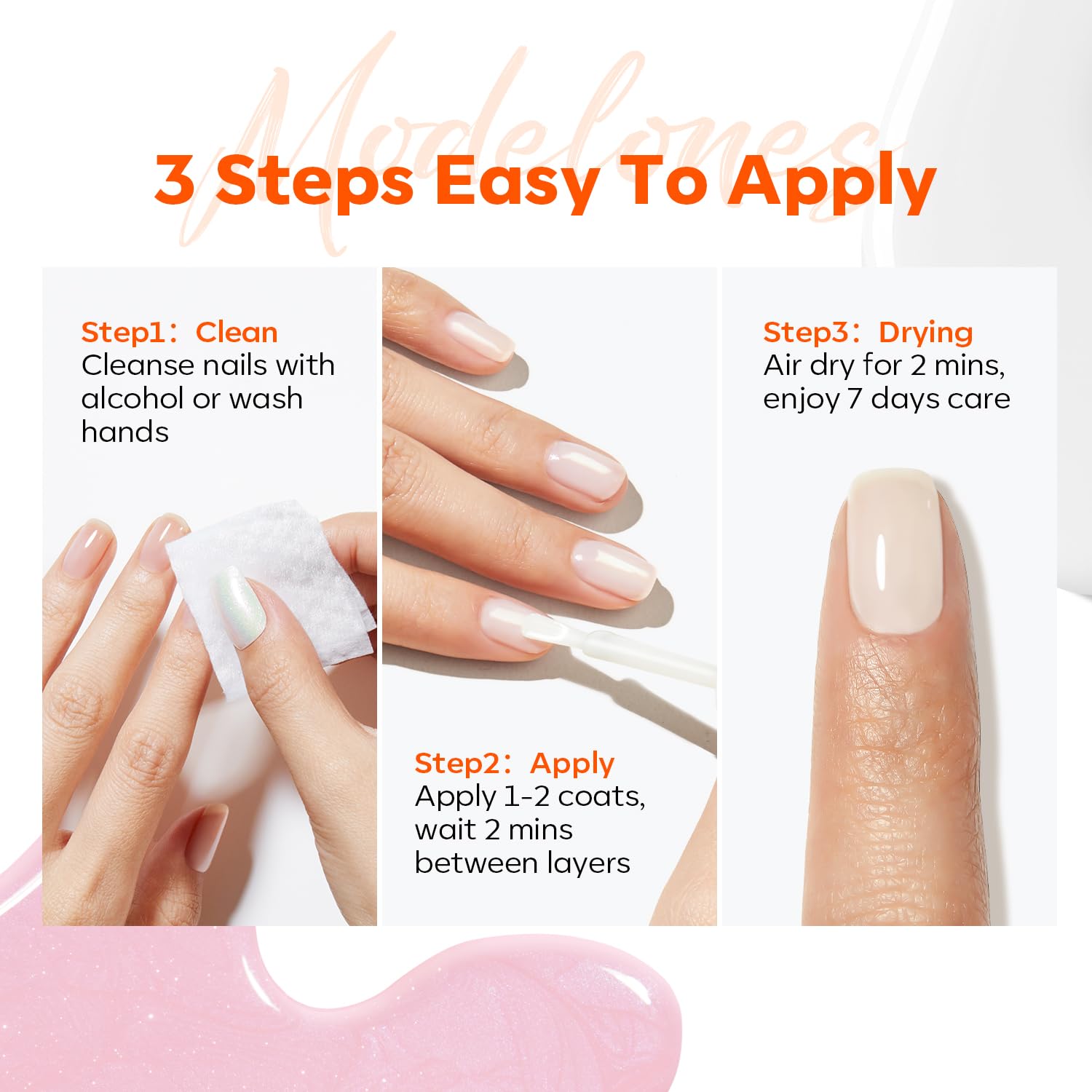 Modelones Nail Strengthener Kit – 4 Colorful 7.5ml Polishes for Damaged Nails | Safe 5-Free Formula