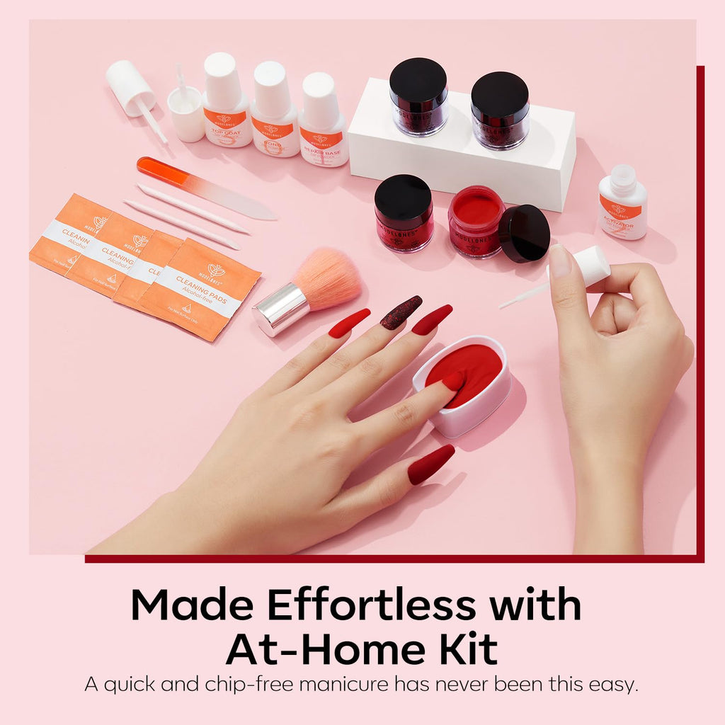 Modelones Dip Powder Nail Kit – 4 Colors with Liquid & Tools for At-Home Manicure