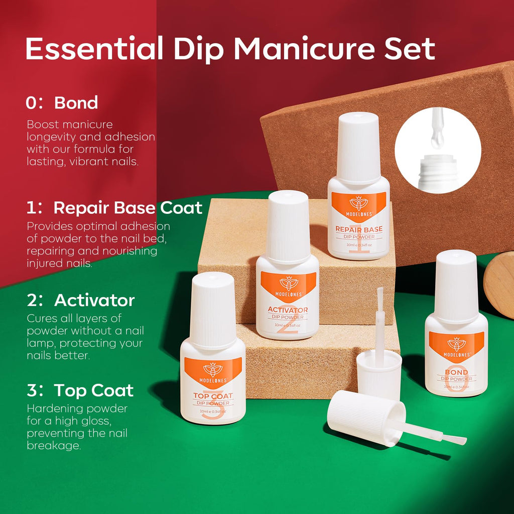 Modelones Christmas Dip Powder Nail Kit – 20 Colors, No Lamp, Starter Set