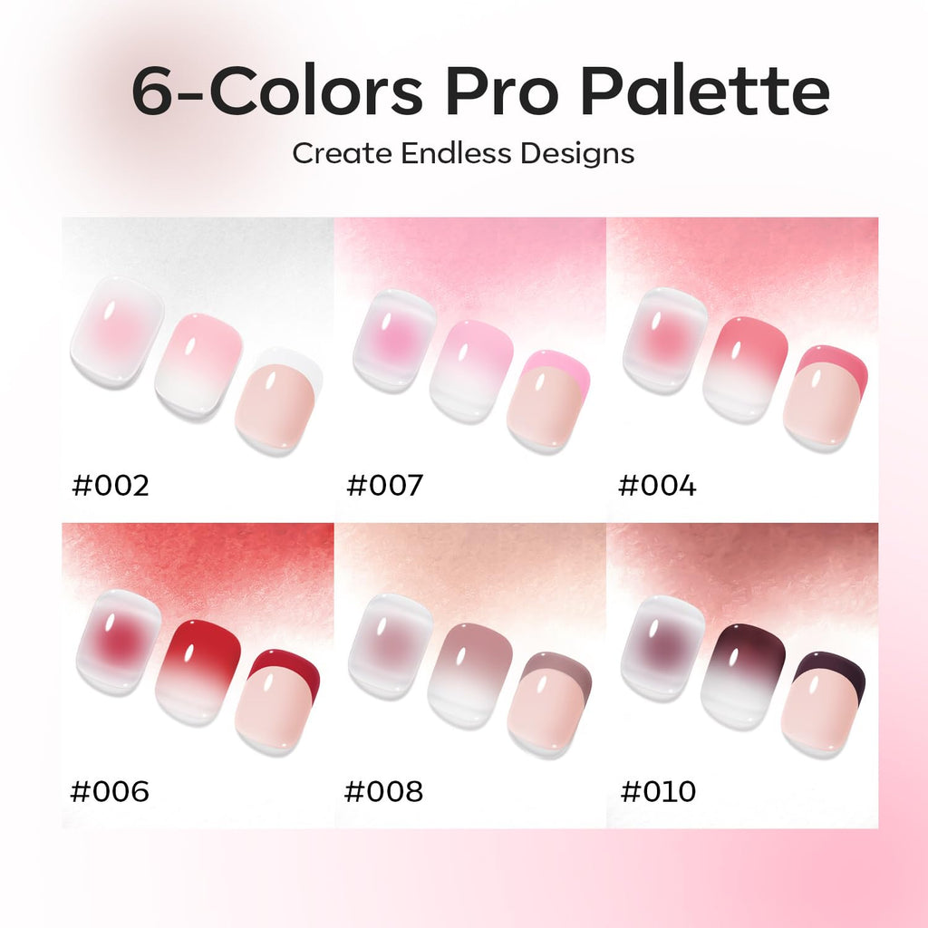 Modelones Pat Painting Gel Nail Polish – 6 Pigmented Colors for Ombre, Gradient, Blush Bloom and French Tips