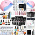 Modelones Poly Nail Gel Kit – 8 Rosy Pink Colors + 48W UV/LED Lamp