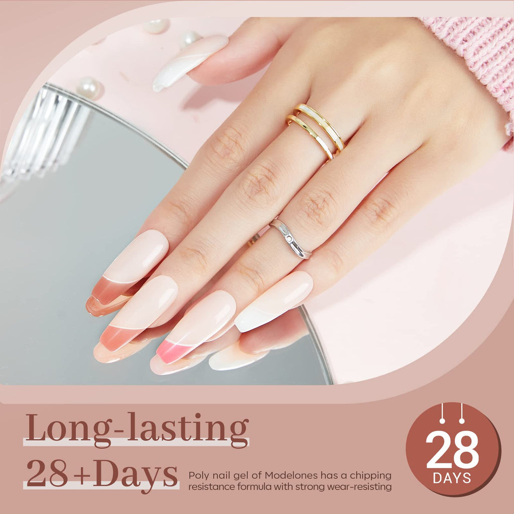 Modelones Poly Nail Gel Set — 6 Colors Nude Pink Brown for DIY Home Manicures