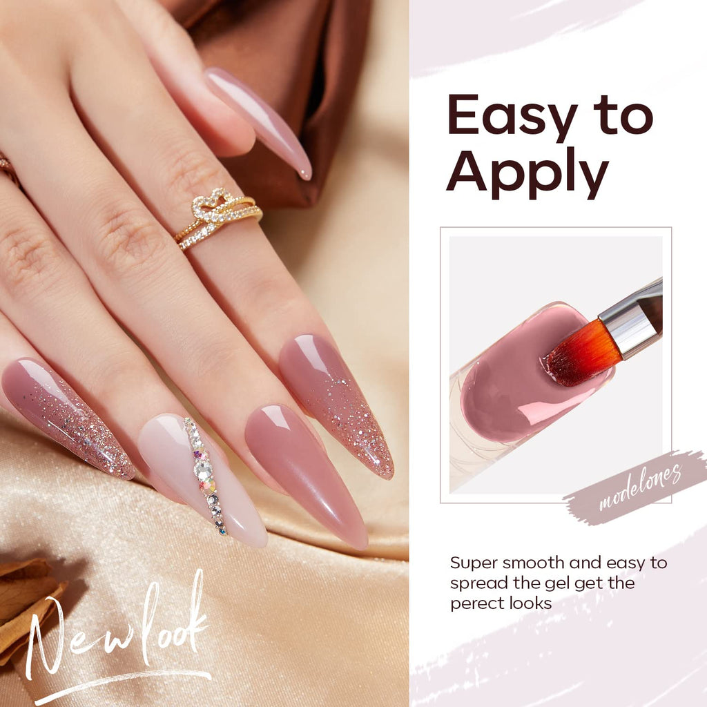 Modelones Poly Nail Gel Set – 6 Classic Colors for DIY Home Manicure