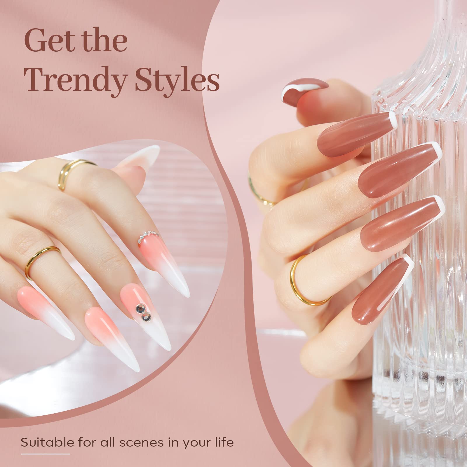 Modelones Poly Nail Gel Set — 6 Colors Nude Pink Brown for DIY Home Manicures