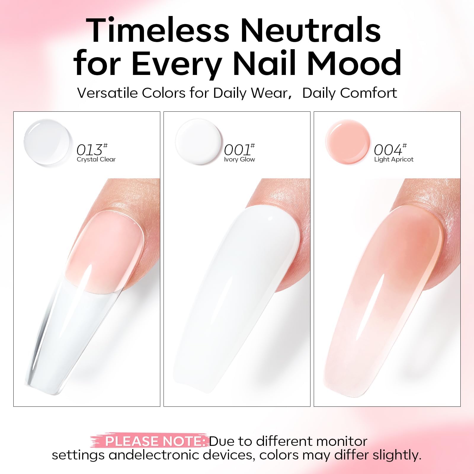 Modelones Poly Gel Nail Kit — Clear, White & Apricot + Slip Solution & Dual Nail Forms