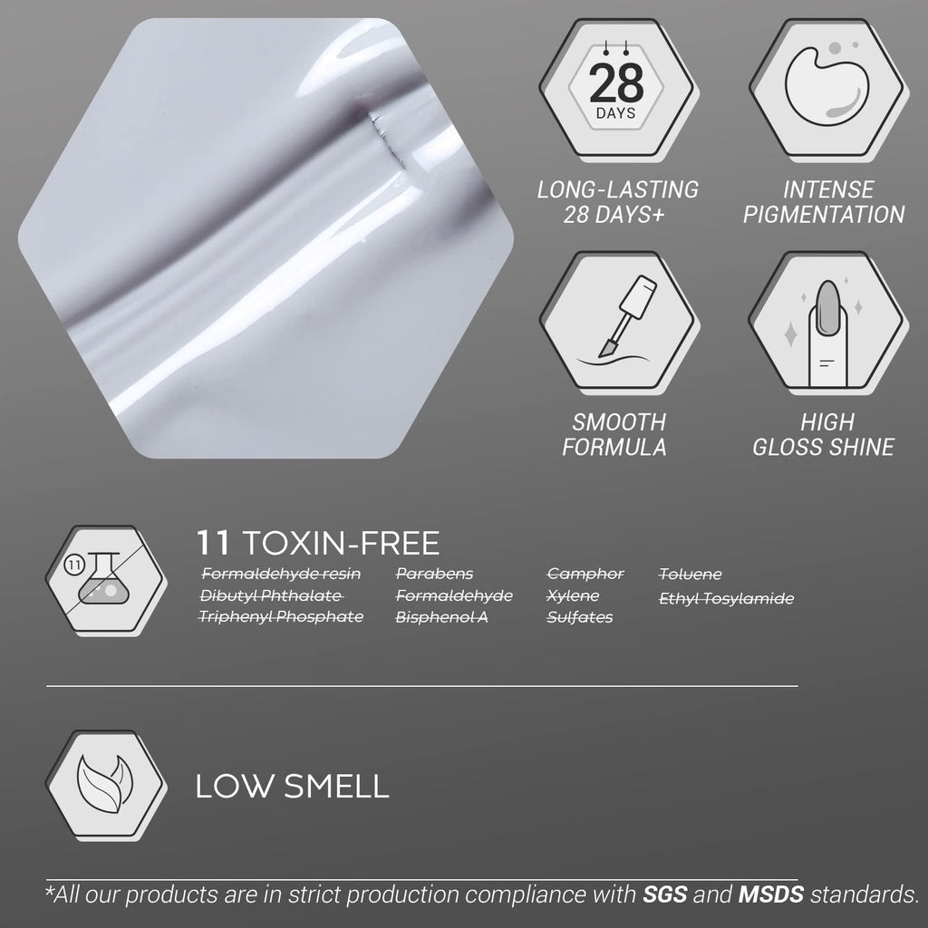 Modelones Grey Gel Nail Polish Set – 6 Colors (Winter Gray Tones) | Soak Off LED Kit