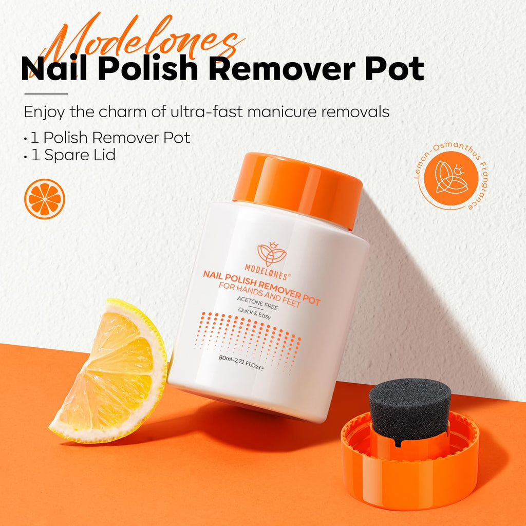 Modelones Acetone-Free Nail Polish Remover Pot with Jojoba Oil – Gentle & Non-Drying
