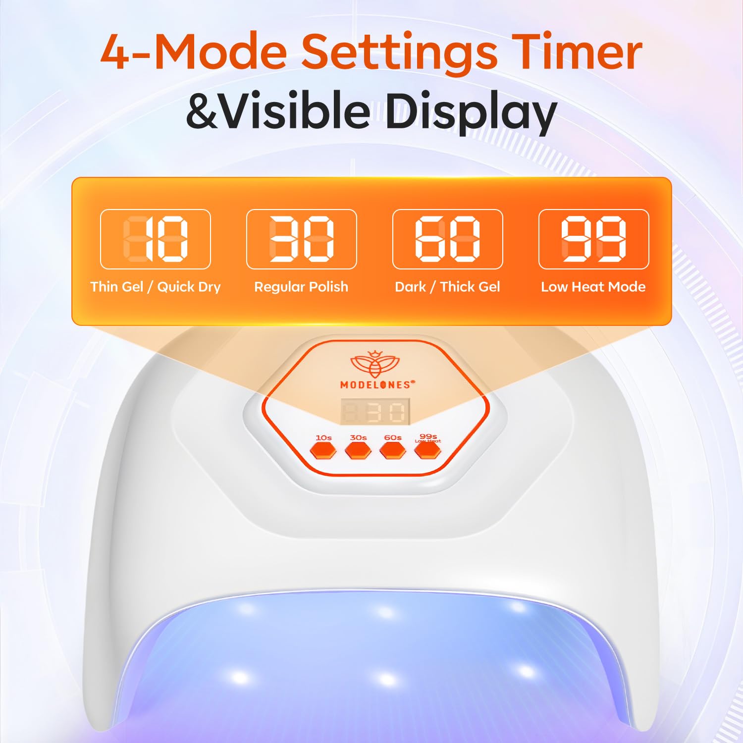 Modelones UV LED Nail Lamp – Fast Gel Nail Curing, 4 Timer Auto Sensor