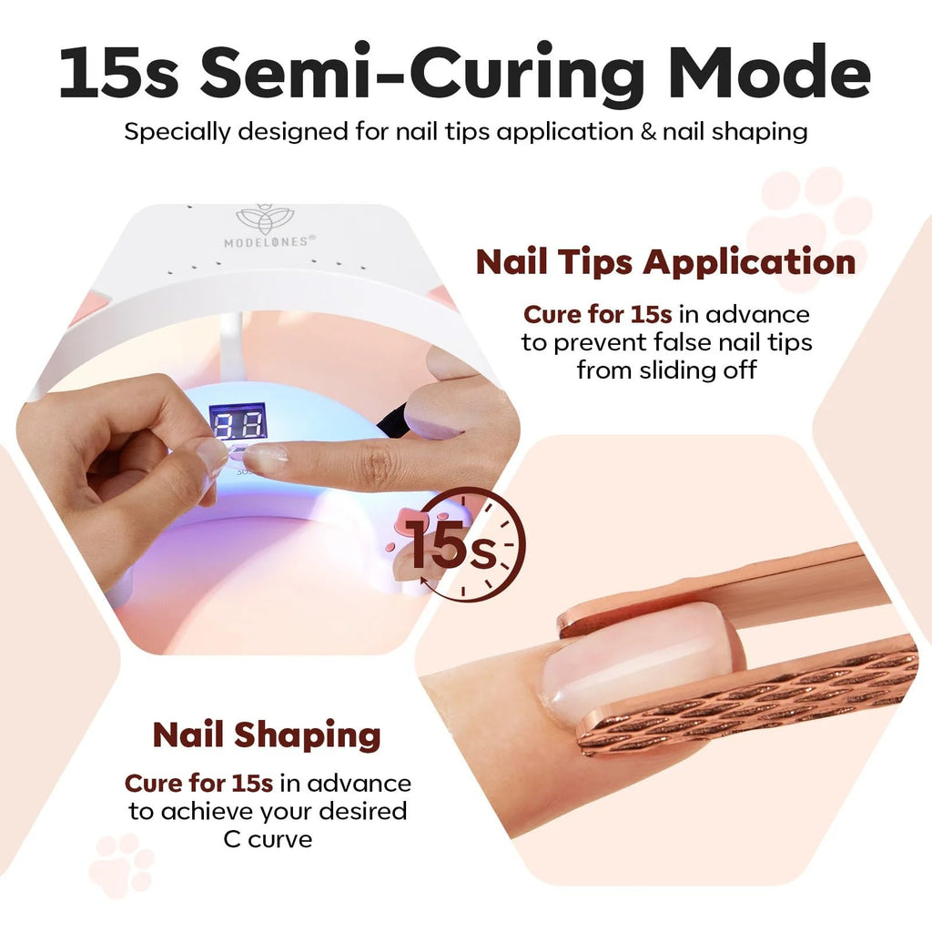 Modelones UV LED Nail Lamp with Gooseneck — 48W, 3 Timers, LCD Display, Fast Gel Curing