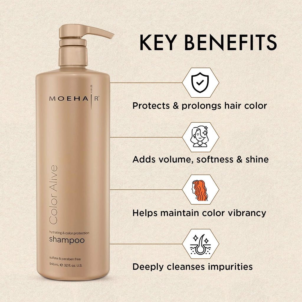 MOEHAIR Color Alive Shampoo — Color-Protecting Hydration for Color-Treated Hair (32 oz)