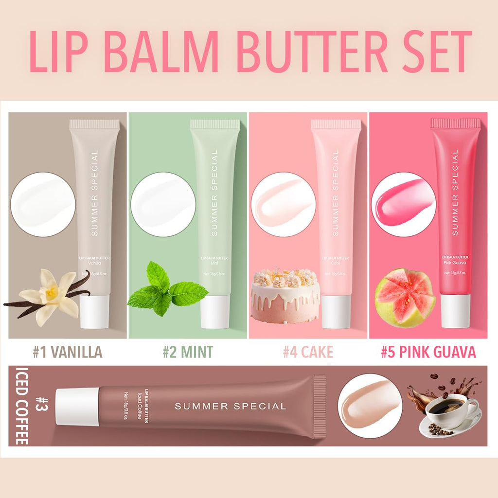 MoJinYuPm 5-Color Lip Balm Butter Set – Shea Butter & Avocado Oil, 5 Shades