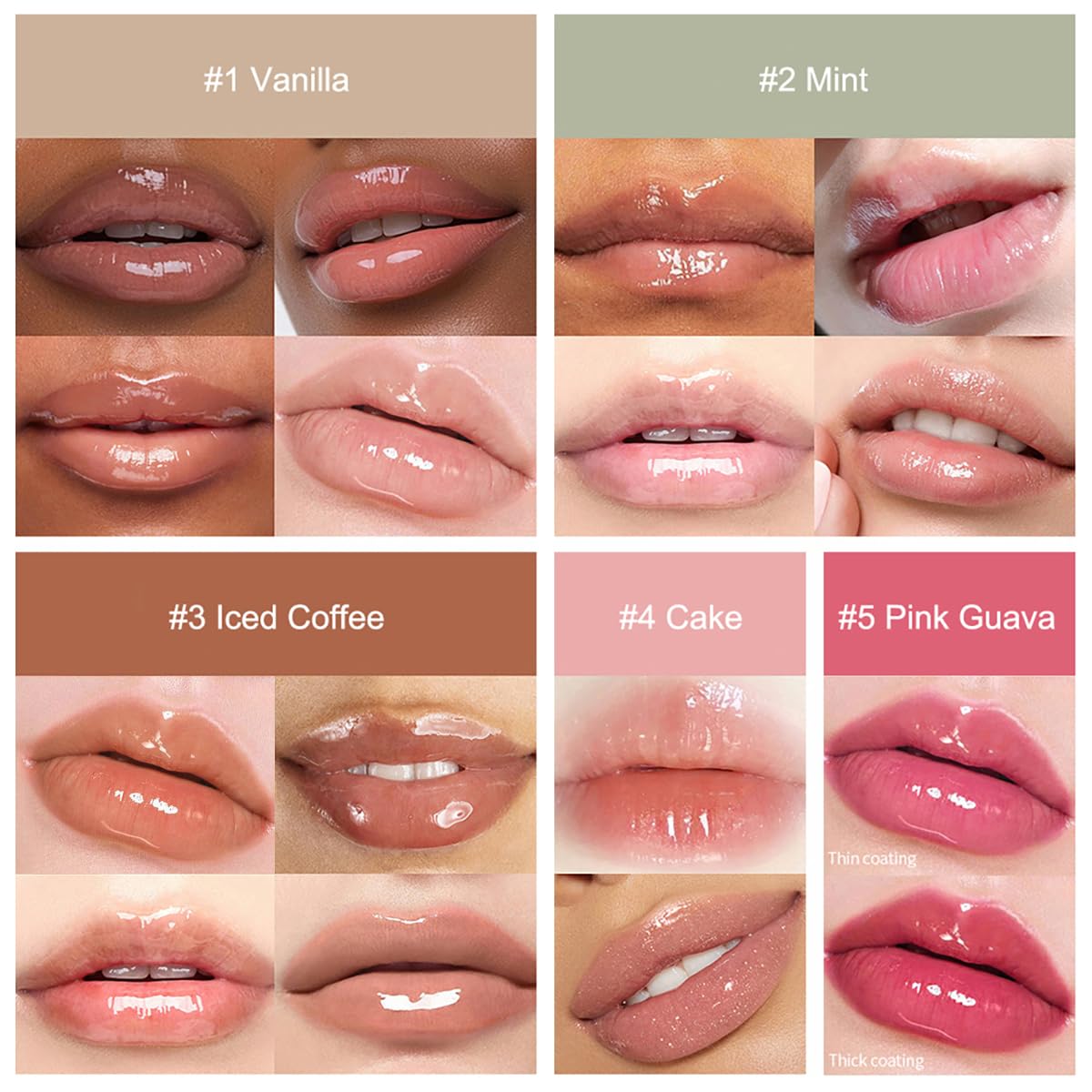 MoJinYuPm 5-Color Lip Balm Butter Set – Shea Butter & Avocado Oil, 5 Shades