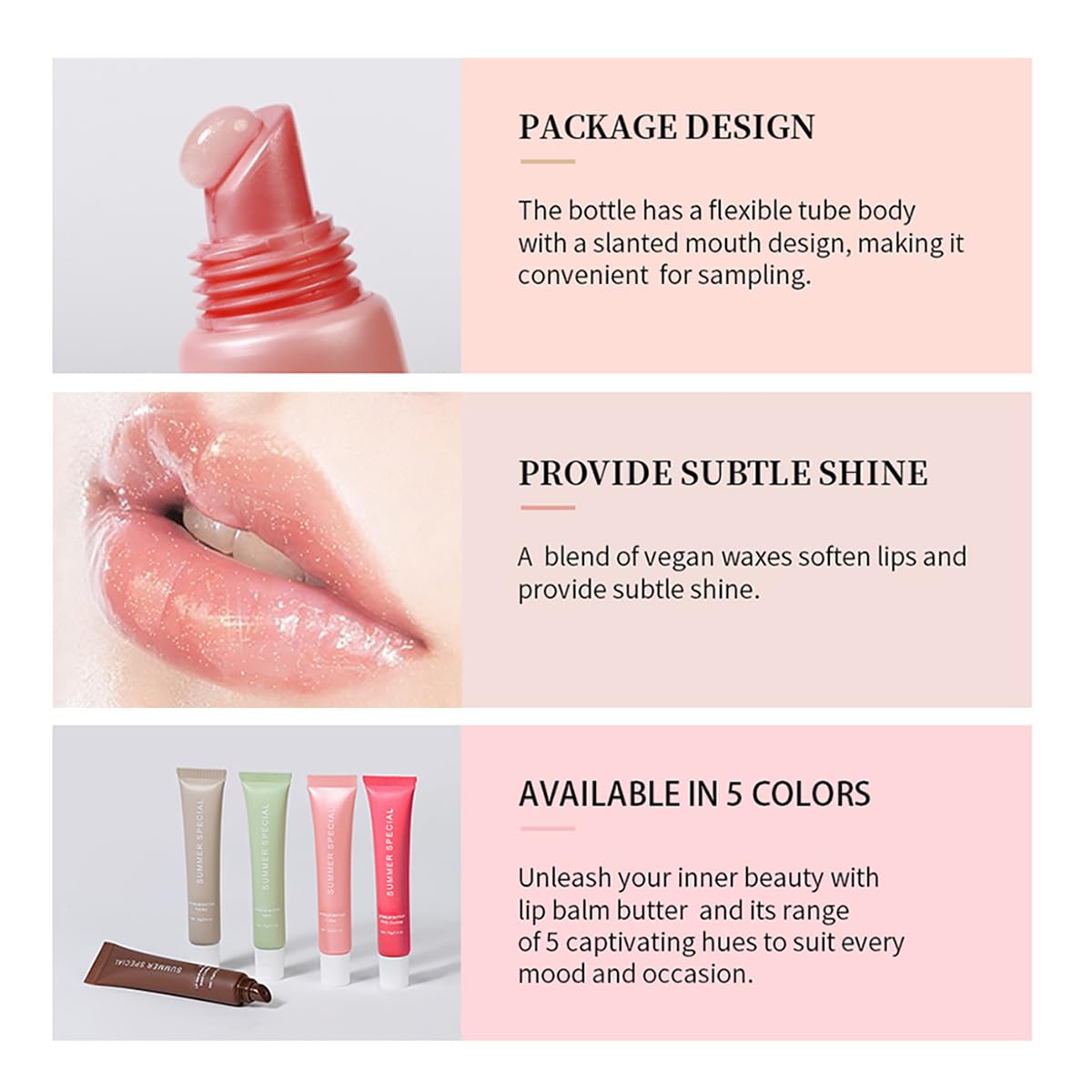 MoJinYuPm 5-Color Lip Balm Butter Set – Shea Butter & Avocado Oil, 5 Shades