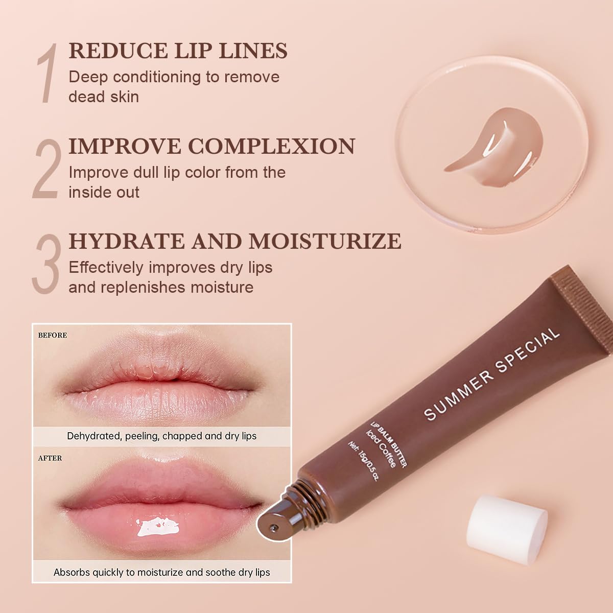 MoJinYuPm 5-Color Lip Balm Butter Set – Shea Butter & Avocado Oil, 5 Shades