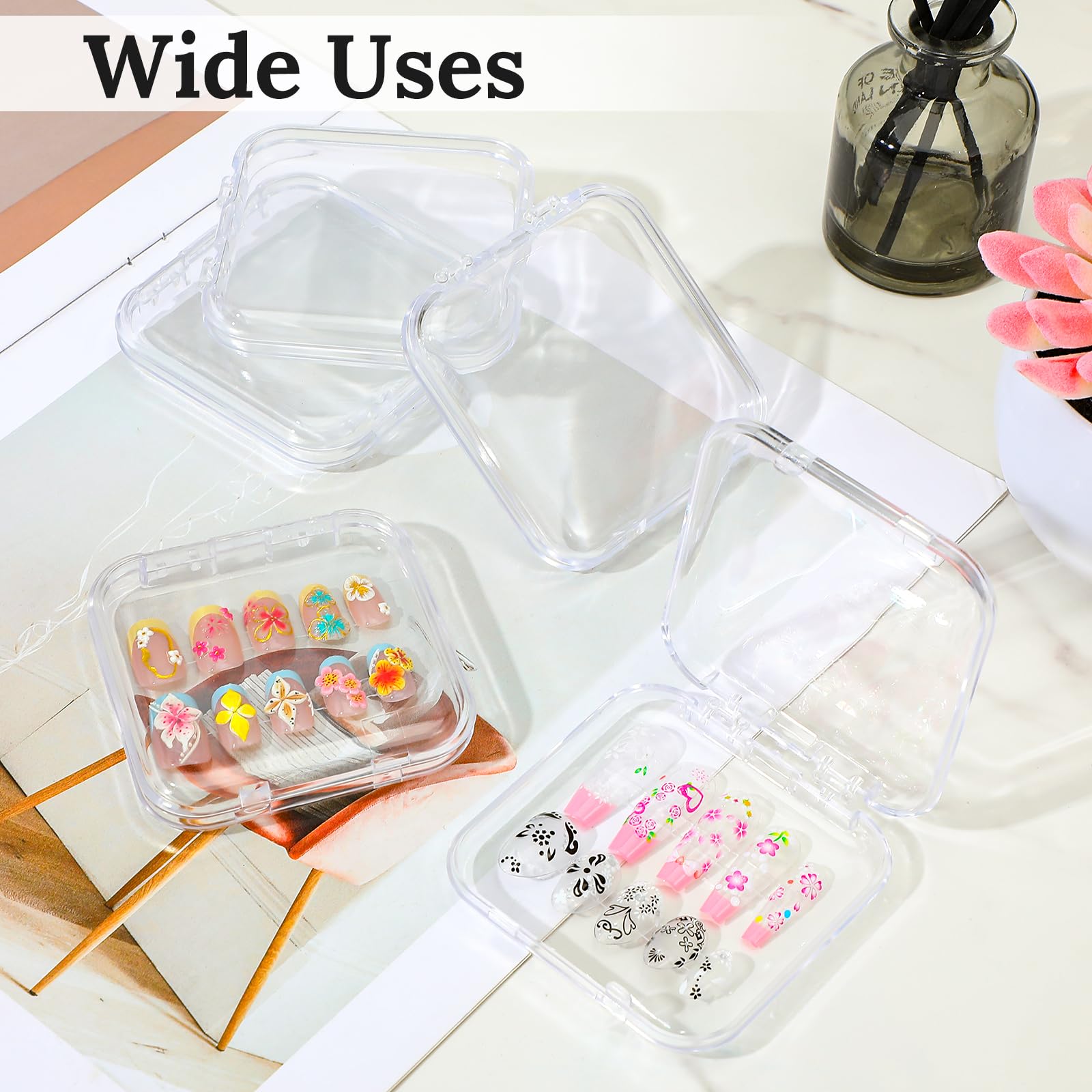 Molain 40 Clear Press-On Nail Cases with 10m Tape | Salon Display Organizer