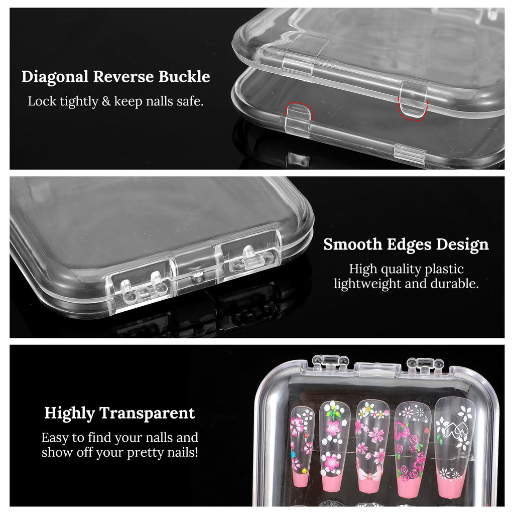 Molain 40 Clear Press-On Nail Cases with 10m Tape | Salon Display Organizer