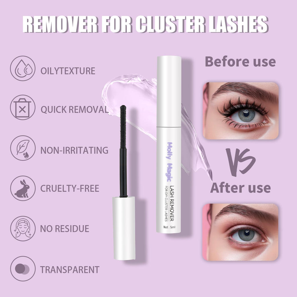 Molly Magic Venus Lash Clusters – Wispy 8–18mm D-Curl DIY Lashes with Invisible 0.03mm Band