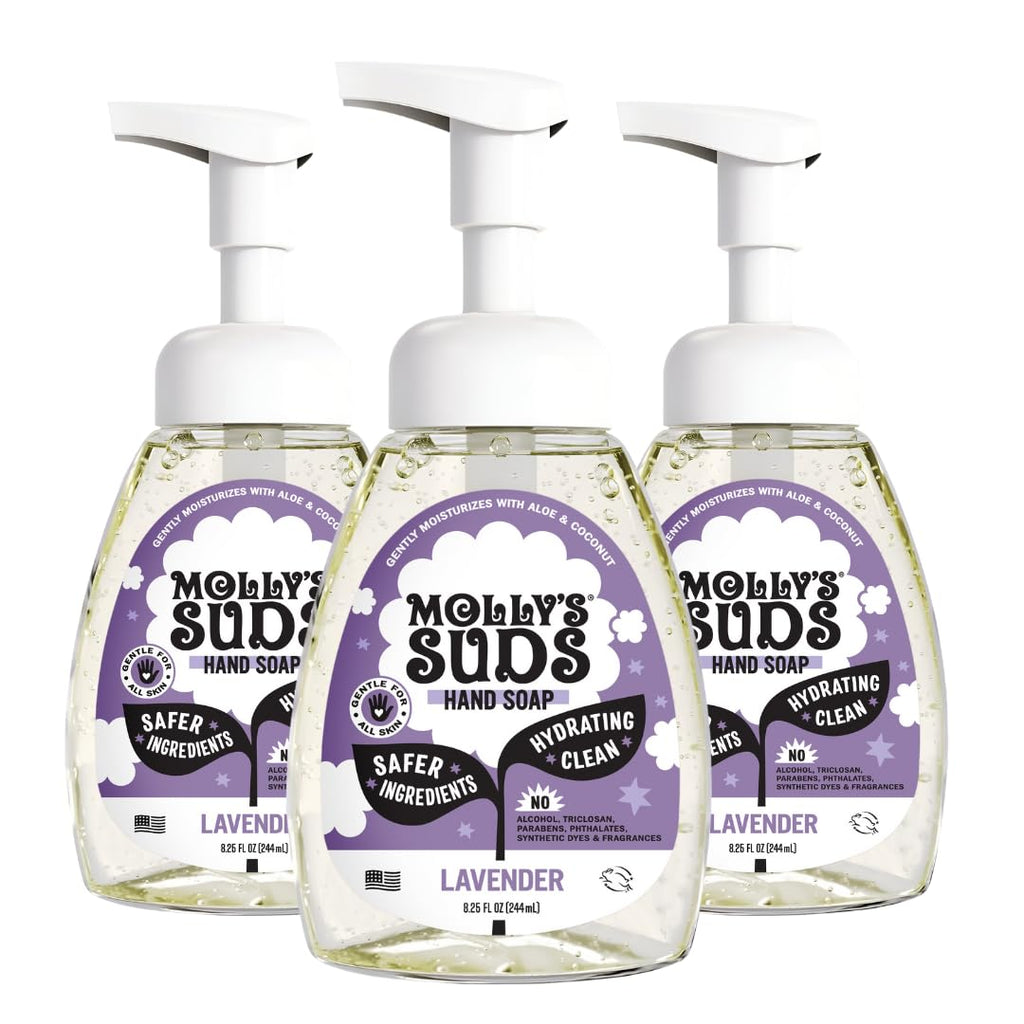 Molly's Suds Foaming Hand Soap – Aloe & Coconut Oil | Lavender | Pack of 3